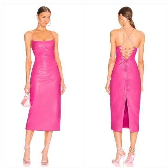 Bardot Dresses & Skirts - Bardot | Helena Vegan Leather Dress In Hot Pink Size 2 NEW